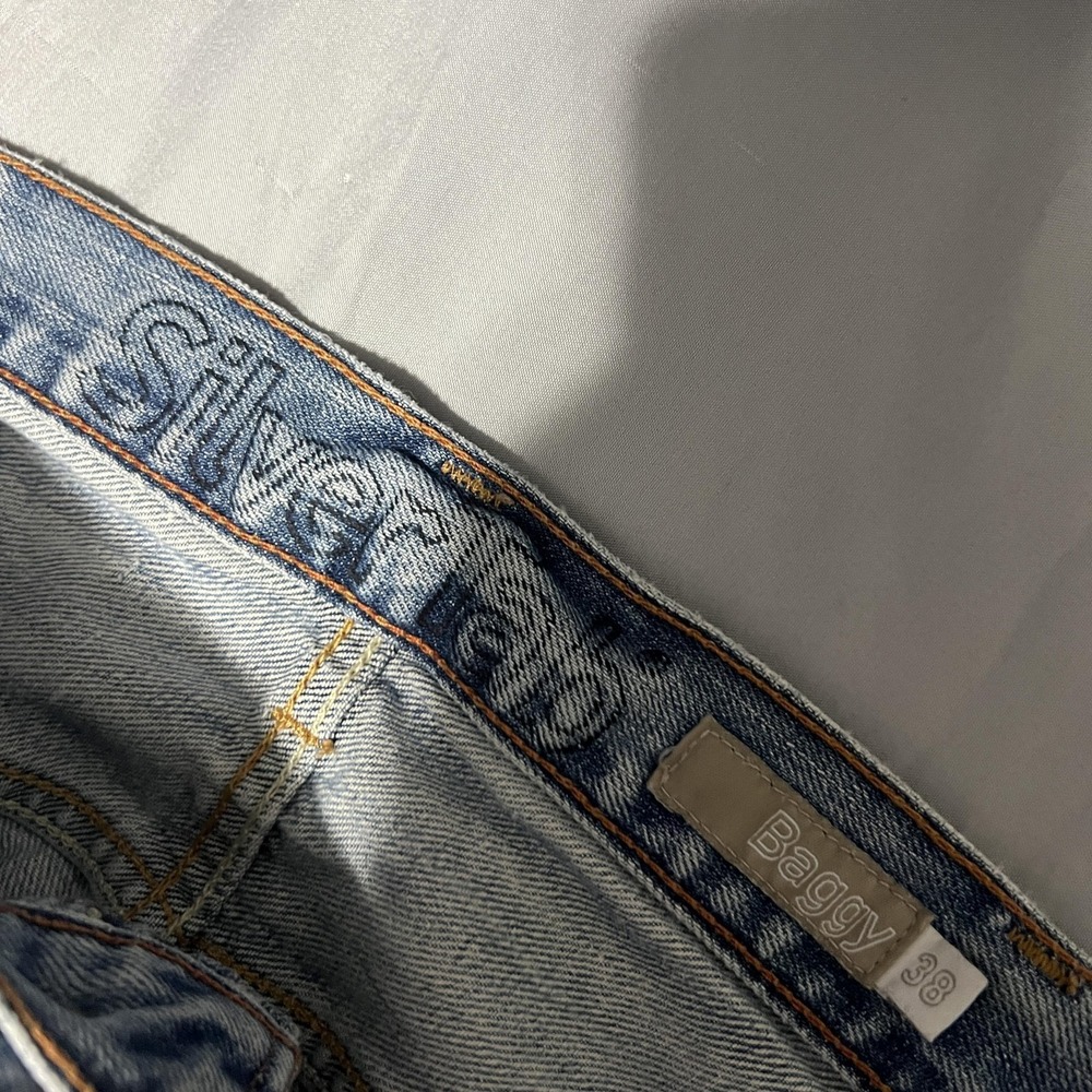 Levis SilverTab Baggy Jeans Mens 38x30 Blue Wash Relaxed Wide Leg Distressed - Picture 3 of 8